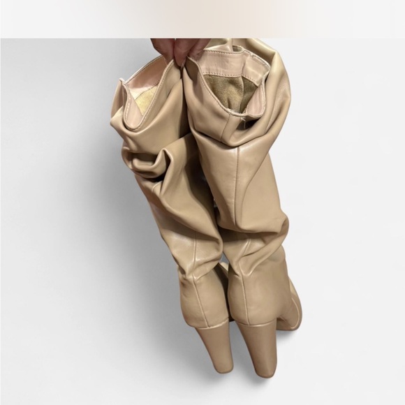 Slouchy Tan Knee-High Women's Boots - Picture 4 of 4